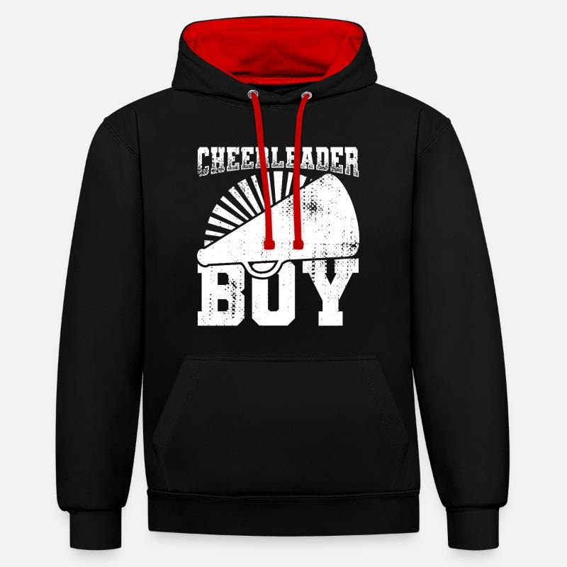 Garçon pom-pom girl - Sweat à capuche contrasté - noir/rouge