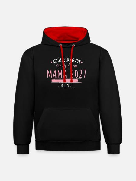 Beförderung zur Mama 2027 lädt - Kontrast-Hoodie - Schwarz/Rot