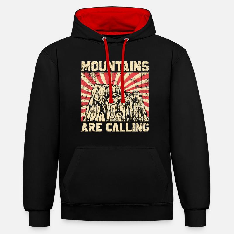 Berge Bergesteiger - Kontrast-Hoodie - Schwarz/Rot