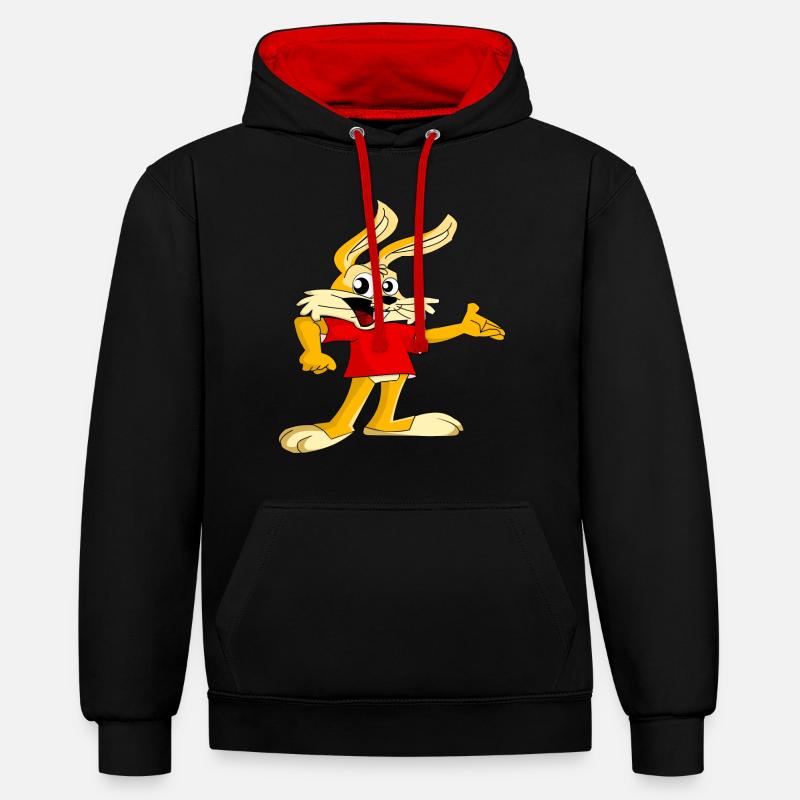 rabbit148 - Sweat à capuche contrasté - noir/rouge