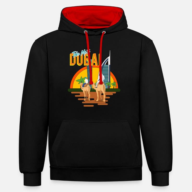EMMENEZ-MOI À DUBAÏ - Sweat à capuche contrasté - noir/rouge
