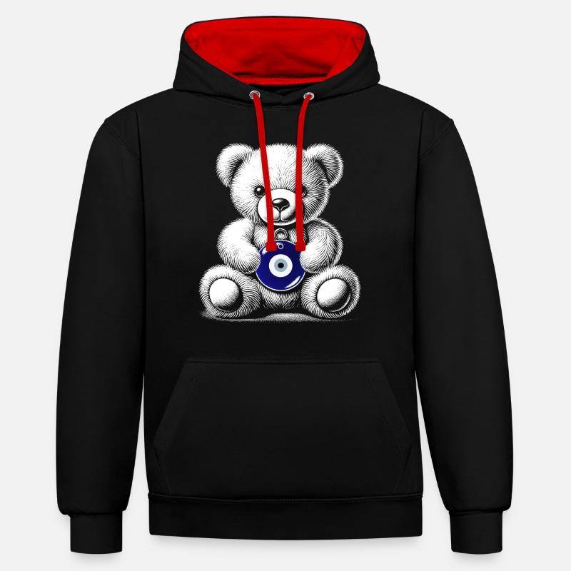 Nazar - Sweat à capuche contrasté - noir/rouge