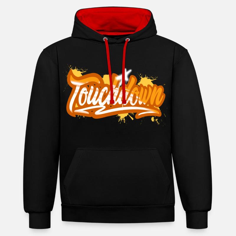 Touchdown - Sweat à capuche contrasté - noir/rouge