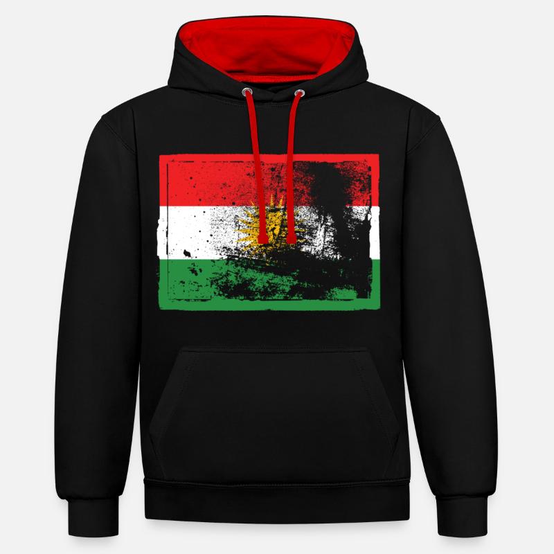 Kurdes Kurdistan - Sweat à capuche contrasté - noir/rouge