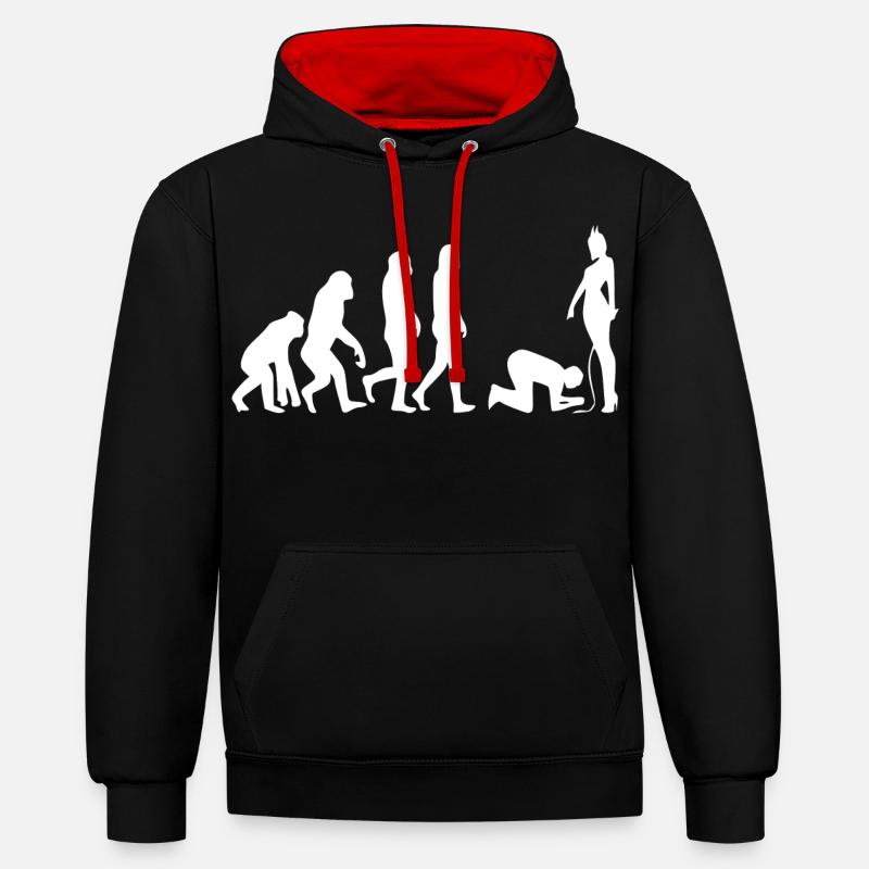Evolution Mann - Kontrast-Hoodie - Schwarz/Rot