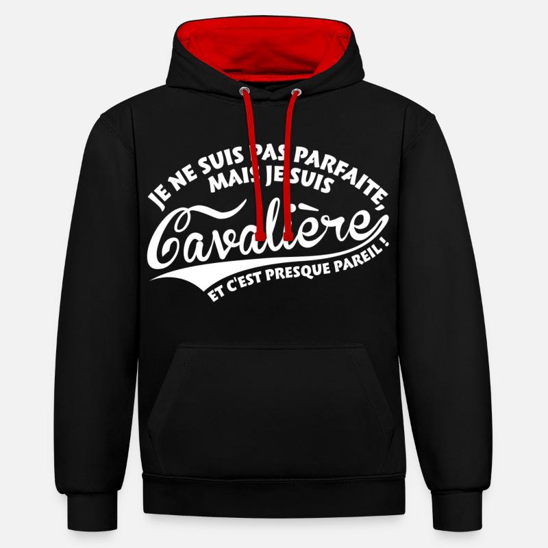Parfaite Cavalière - Sweat à capuche contrasté - noir/rouge