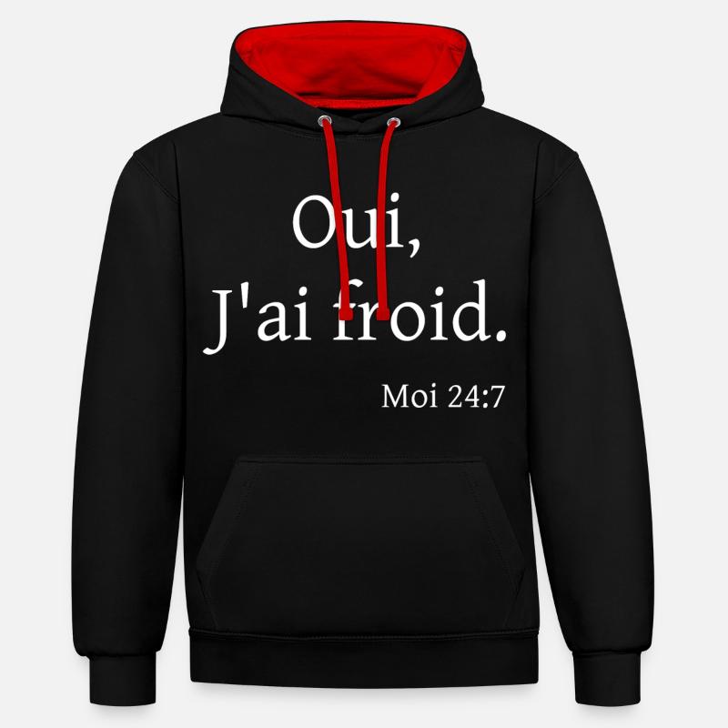 Oui, J'ai froid. Moi 24:7 - Sweat à capuche contrasté - noir/rouge