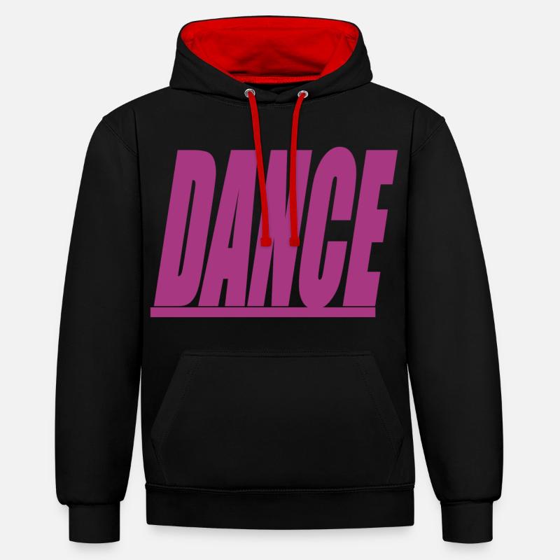 Danse - Sweat à capuche contrasté - noir/rouge
