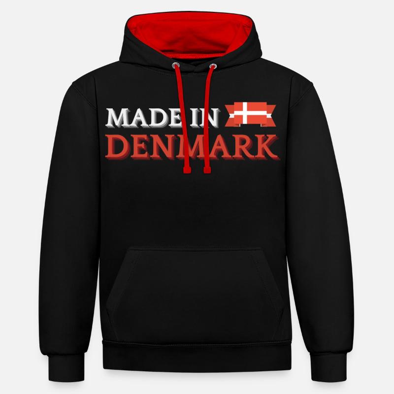 Made in Denmark, Danish pride - Contrast hoodie - black/red