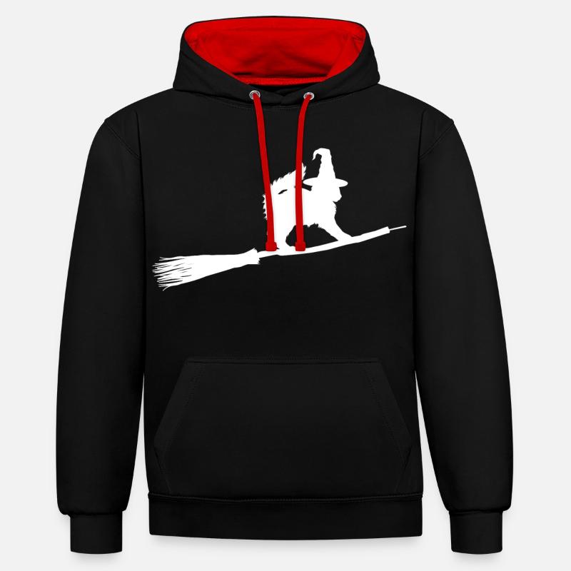 Sorcière de chat - Sweat à capuche contrasté - noir/rouge