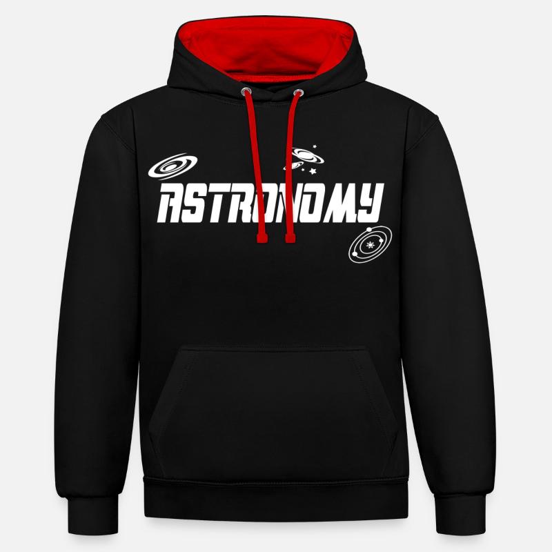 Astronomie - Sweat à capuche contrasté - noir/rouge