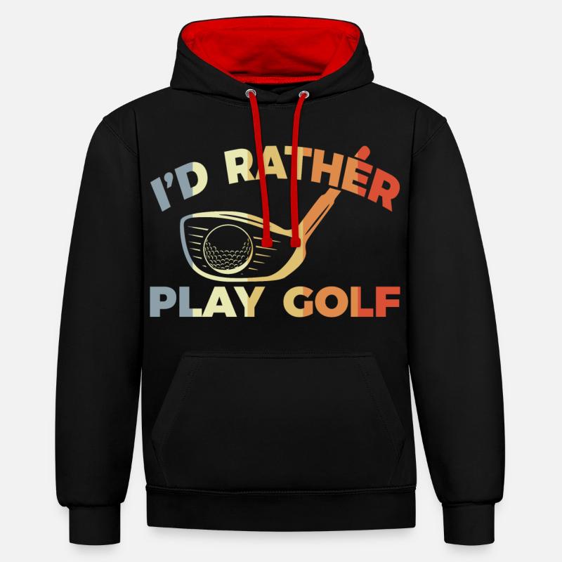 Je préfère jouer au golf - Sweat à capuche contrasté - noir/rouge