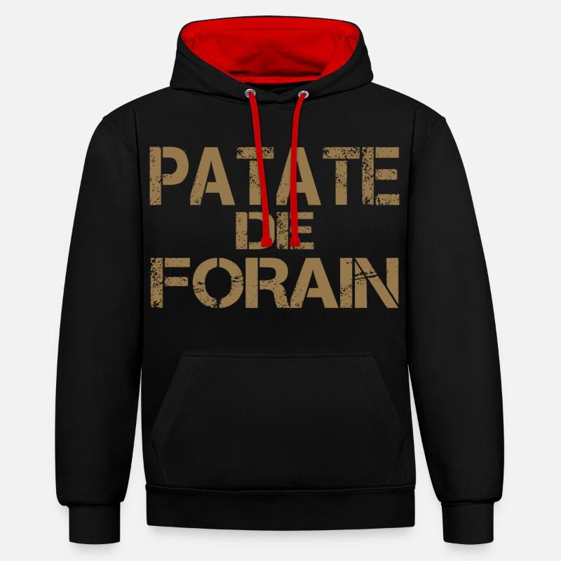 Patate forain ocre - Sweat à capuche contrasté - noir/rouge