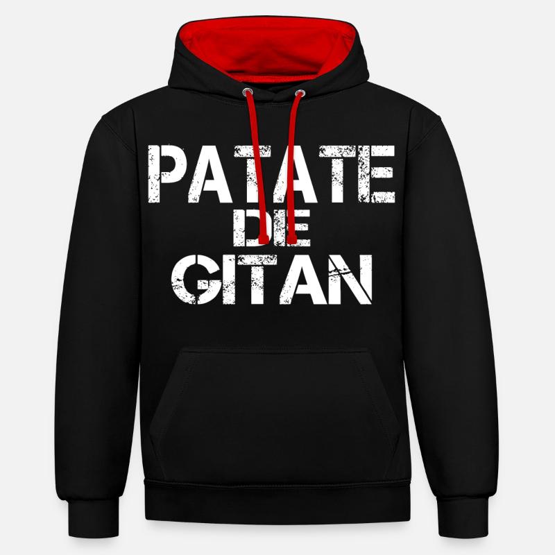 Patate de GITAN - Sweat à capuche contrasté - noir/rouge