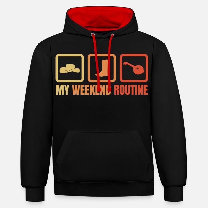 Ma routine du week-end - Sweat à capuche contrasté - noir/rouge