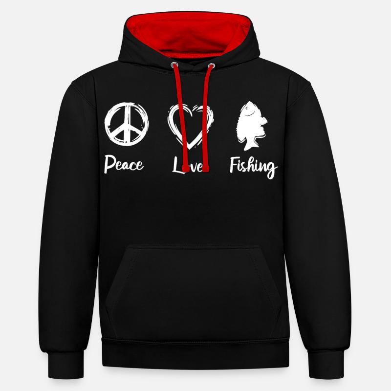 Amour de la pêche - Sweat à capuche contrasté - noir/rouge