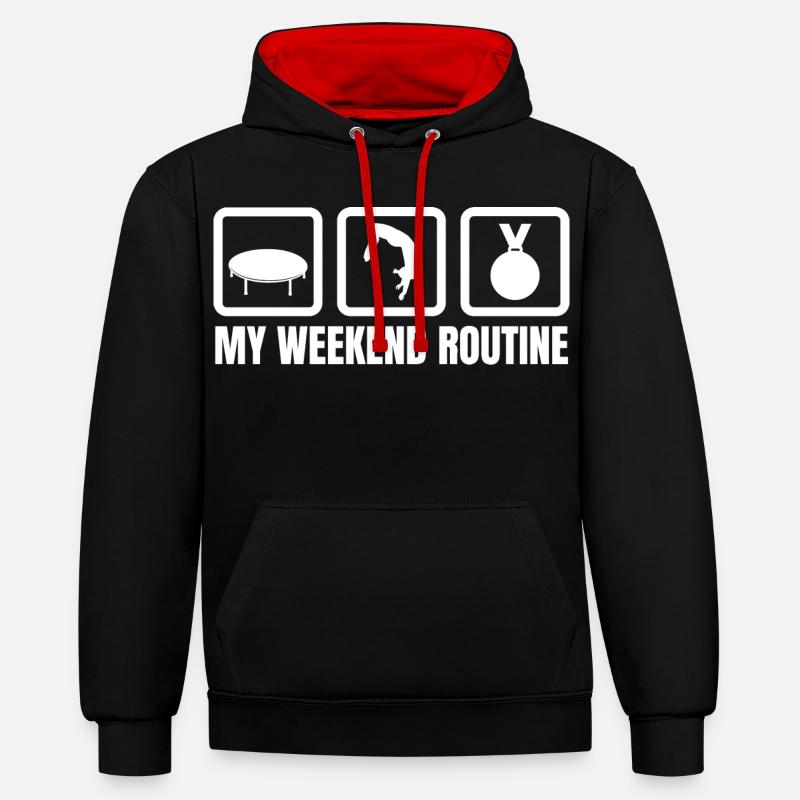 Routine du week-end trampoline - Sweat à capuche contrasté - noir/rouge