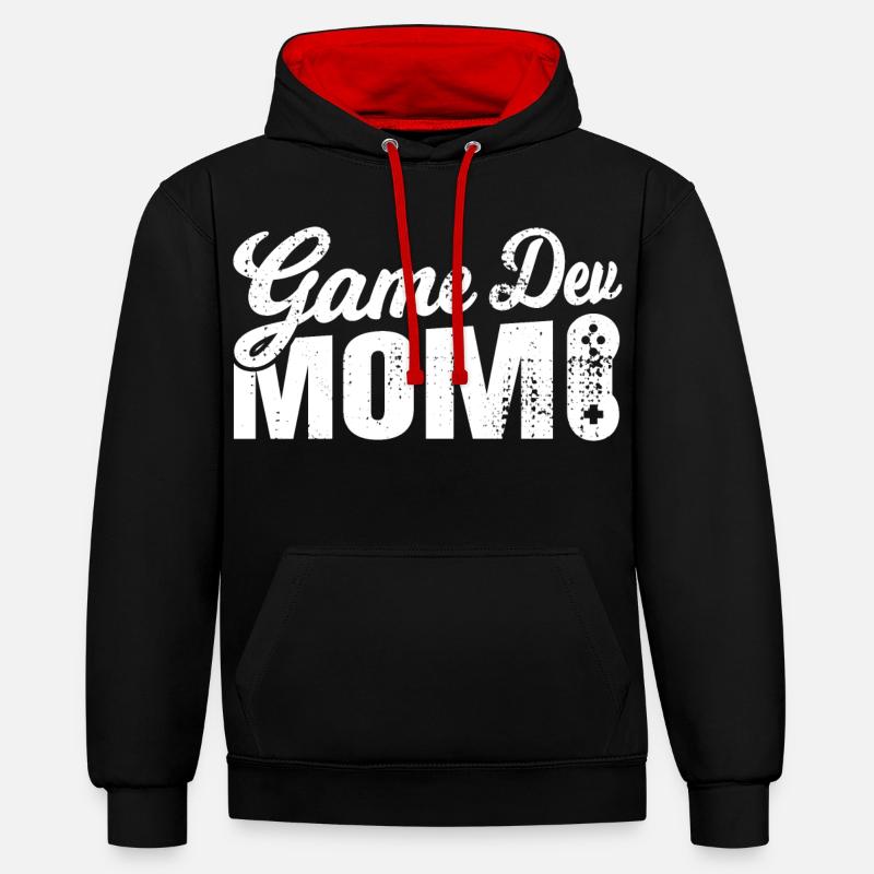 Game Dev Mom - Kontrast-Hoodie - Schwarz/Rot