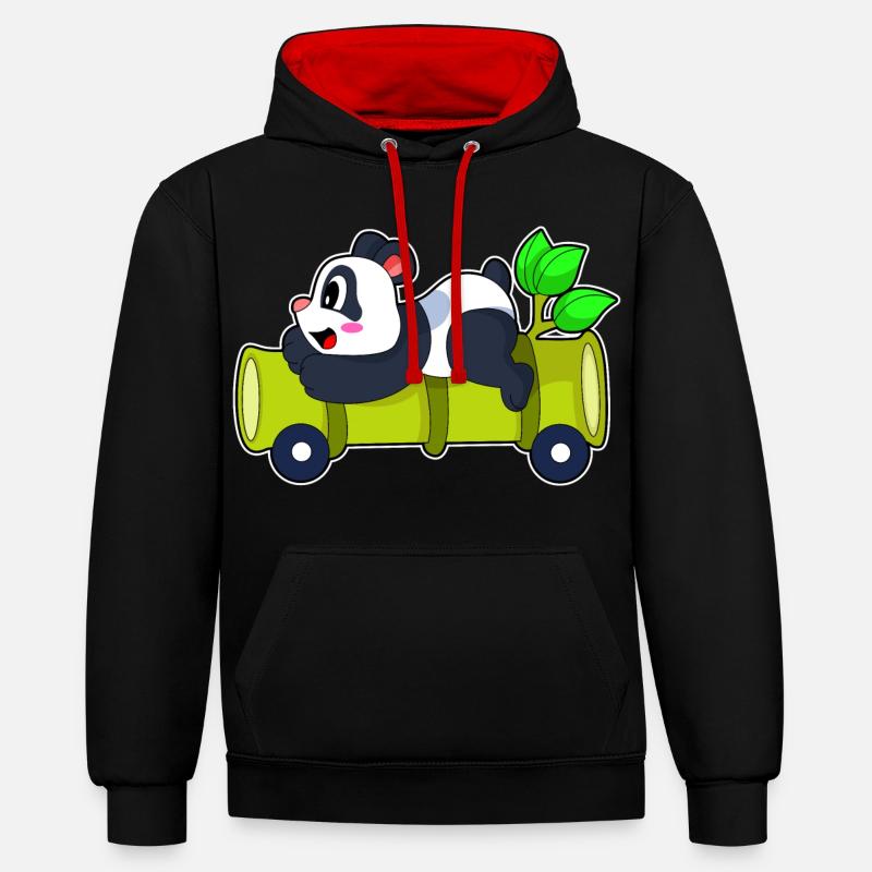 Panda Bamboo Car - Sweat à capuche contrasté - noir/rouge