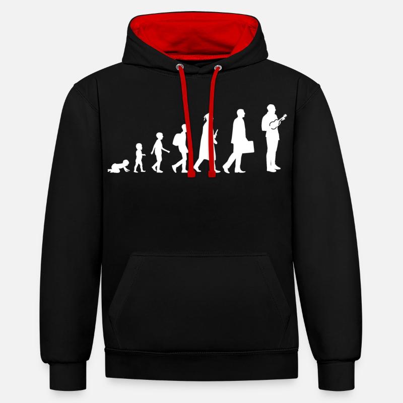 Evolution Ukulélé - Sweat à capuche contrasté - noir/rouge