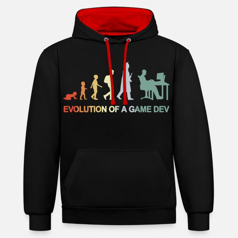 Évolution du développement de jeux - Sweat à capuche contrasté - noir/rouge