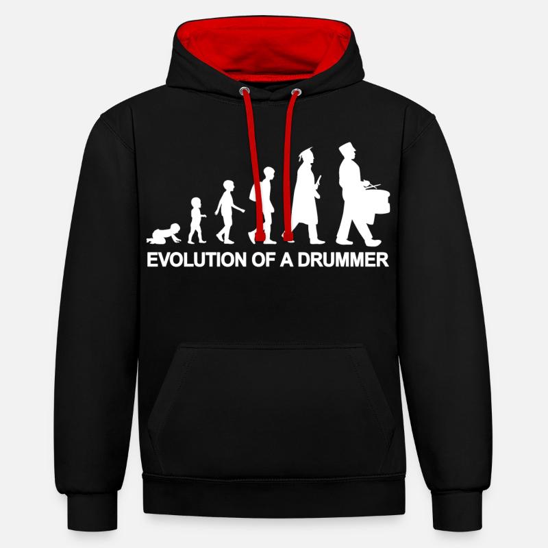 Évolution du batteur - Sweat à capuche contrasté - noir/rouge