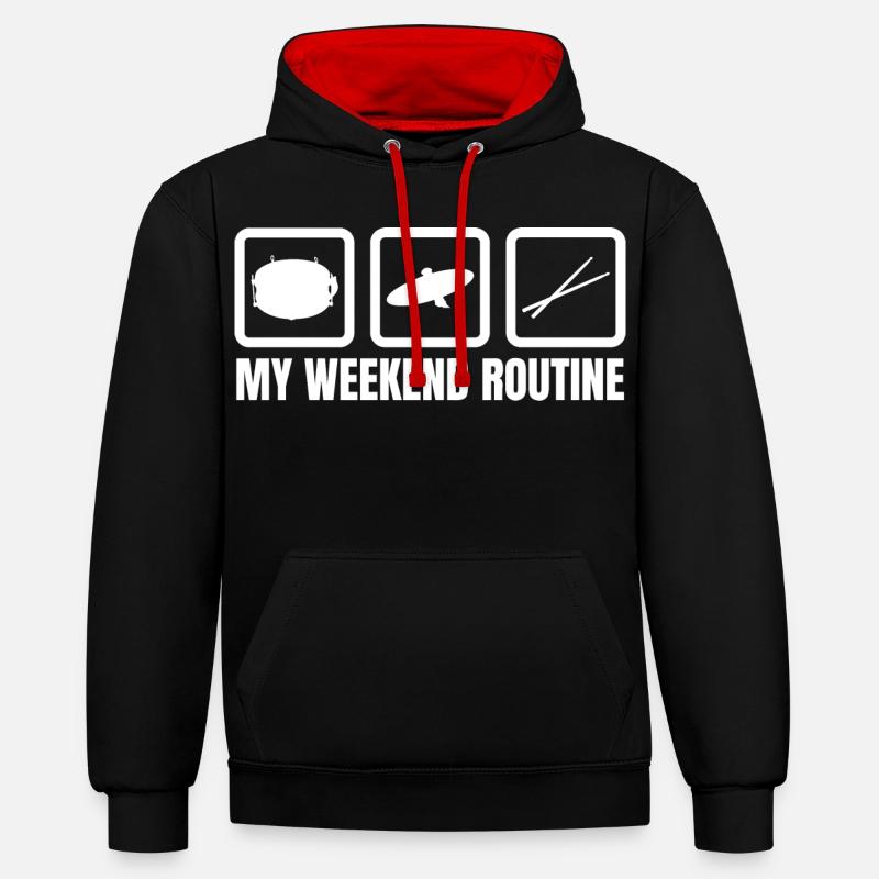 Routine du week-end du batteur - Sweat à capuche contrasté - noir/rouge