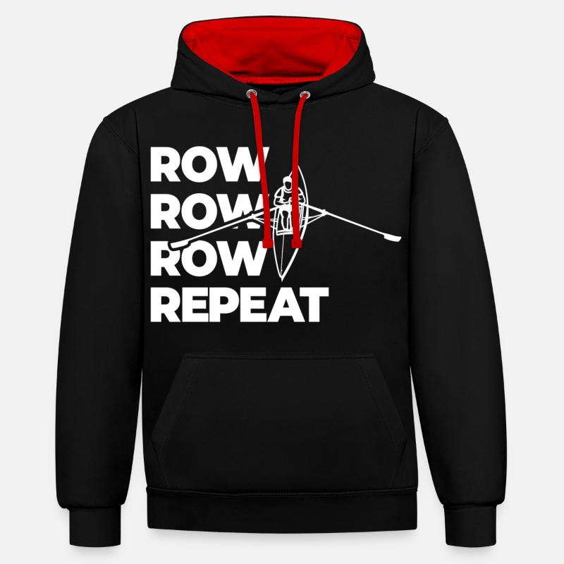 Rowing Rowing Rowing Repeat Rowing - Contrast hoodie - black/red