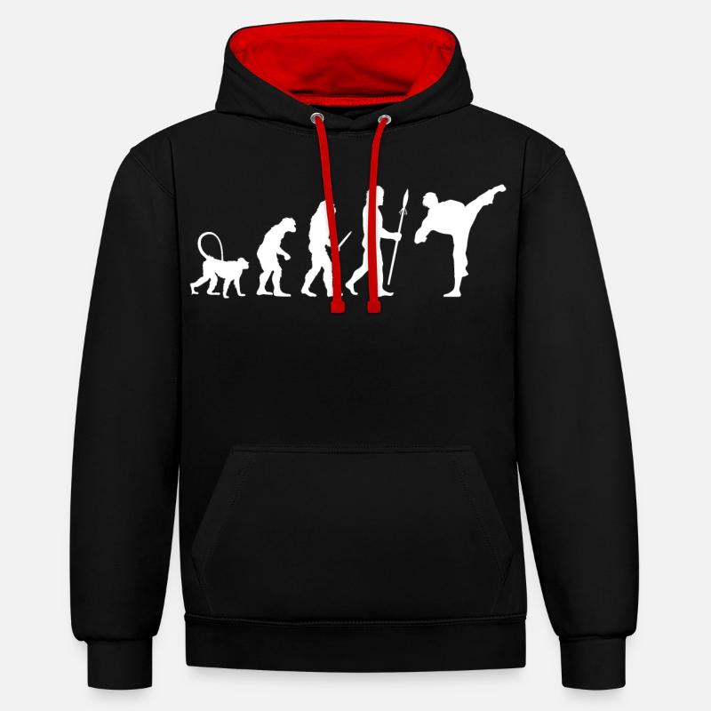 Karate Evolution - Kontrast-Hoodie - Schwarz/Rot