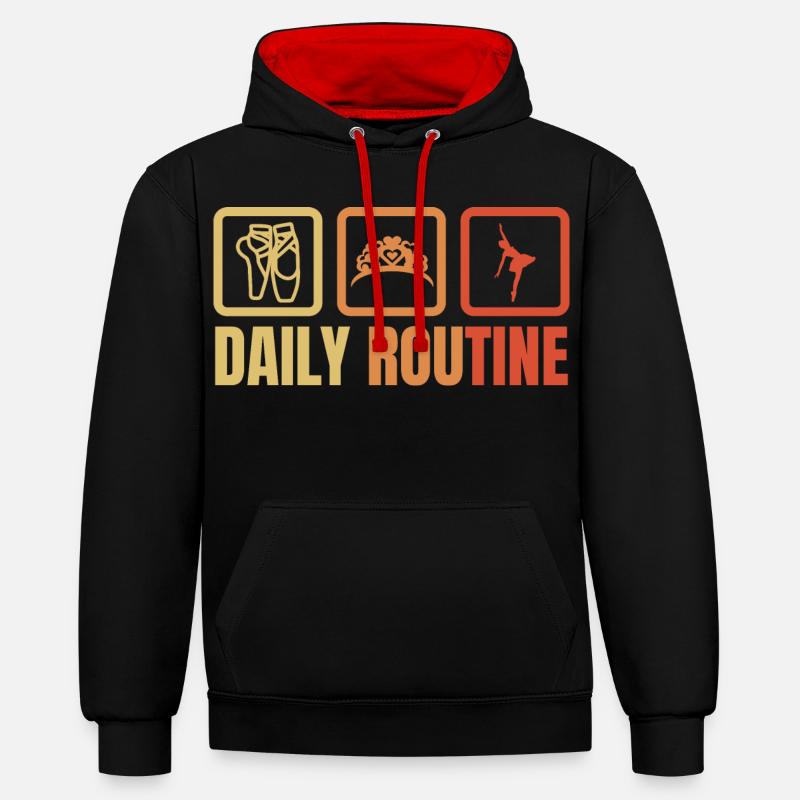 Routine quotidienne de ballet - Sweat à capuche contrasté - noir/rouge
