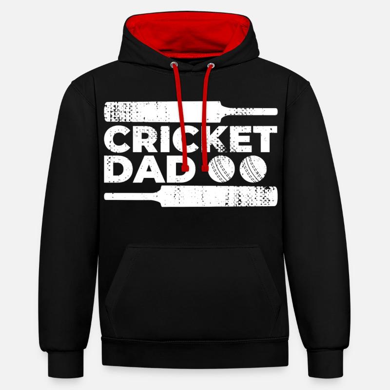 Père du cricket - Sweat à capuche contrasté - noir/rouge