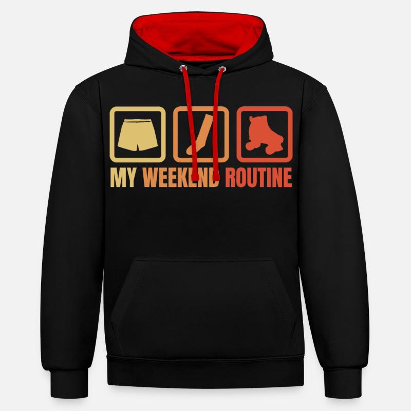 Week-end avec patins à roulettes - Sweat à capuche contrasté - noir/rouge