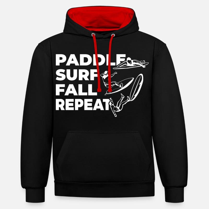 Paddle Surf Fall Repeat - Contrast hoodie - black/red