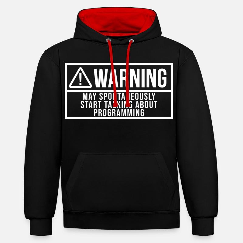 programmation - Sweat à capuche contrasté - noir/rouge