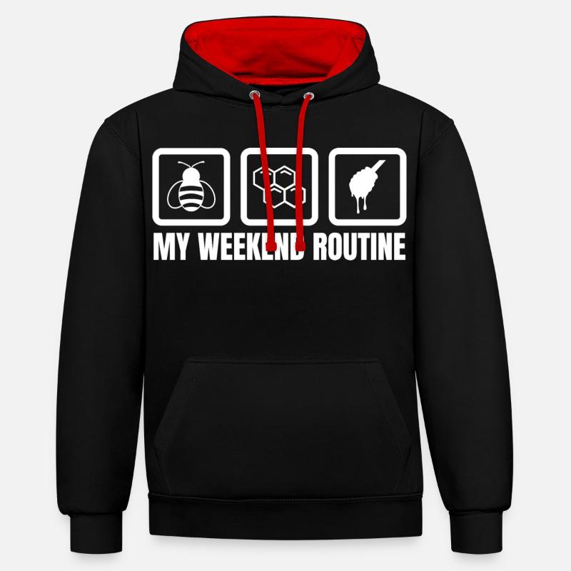 Ma routine du week-end - Sweat à capuche contrasté - noir/rouge