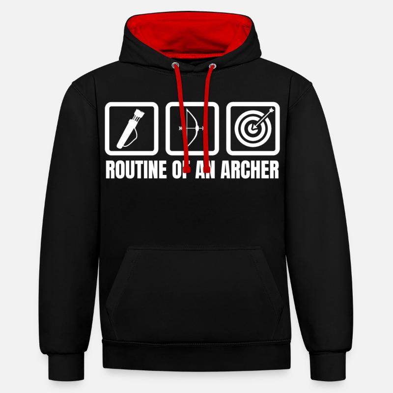 Routine d’un archer - Sweat à capuche contrasté - noir/rouge