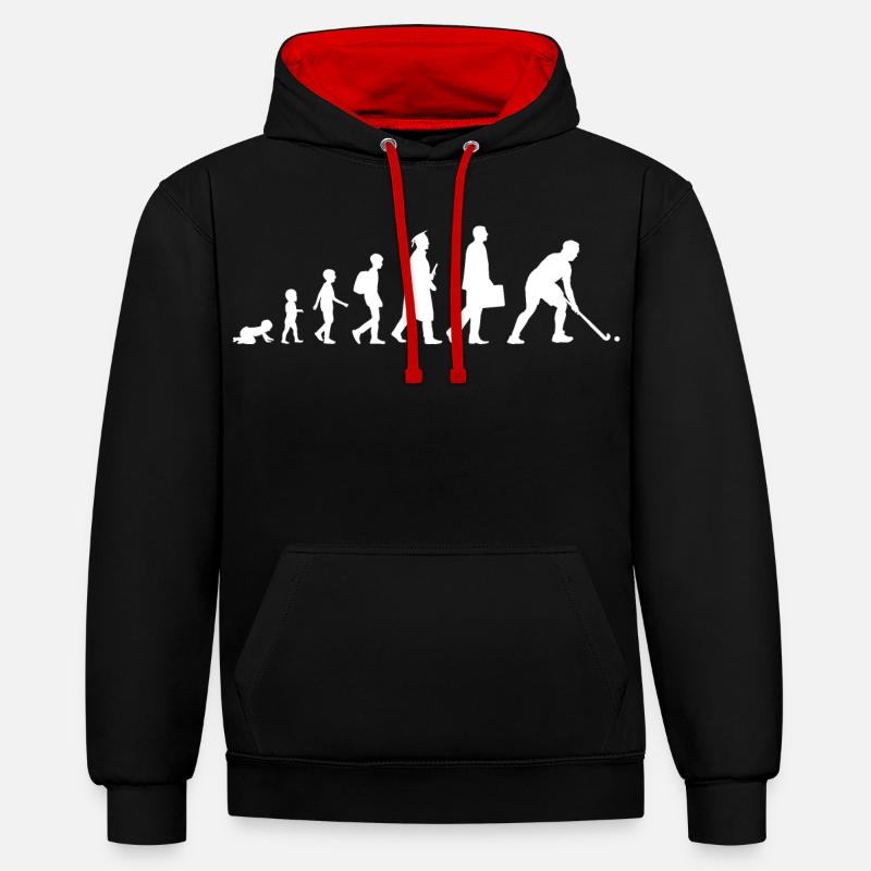 Évolution du hockey sur gazon - Sweat à capuche contrasté - noir/rouge