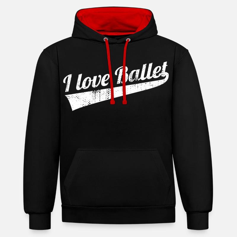 J’adore la danse classique - Sweat à capuche contrasté - noir/rouge