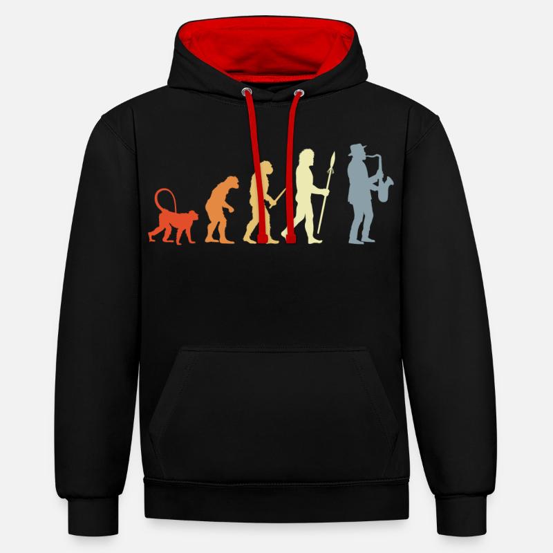 Évolution du saxophoniste - Sweat à capuche contrasté - noir/rouge