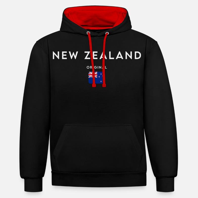 Drapeau de la Nouvelle-Zélande - Sweat à capuche contrasté - noir/rouge