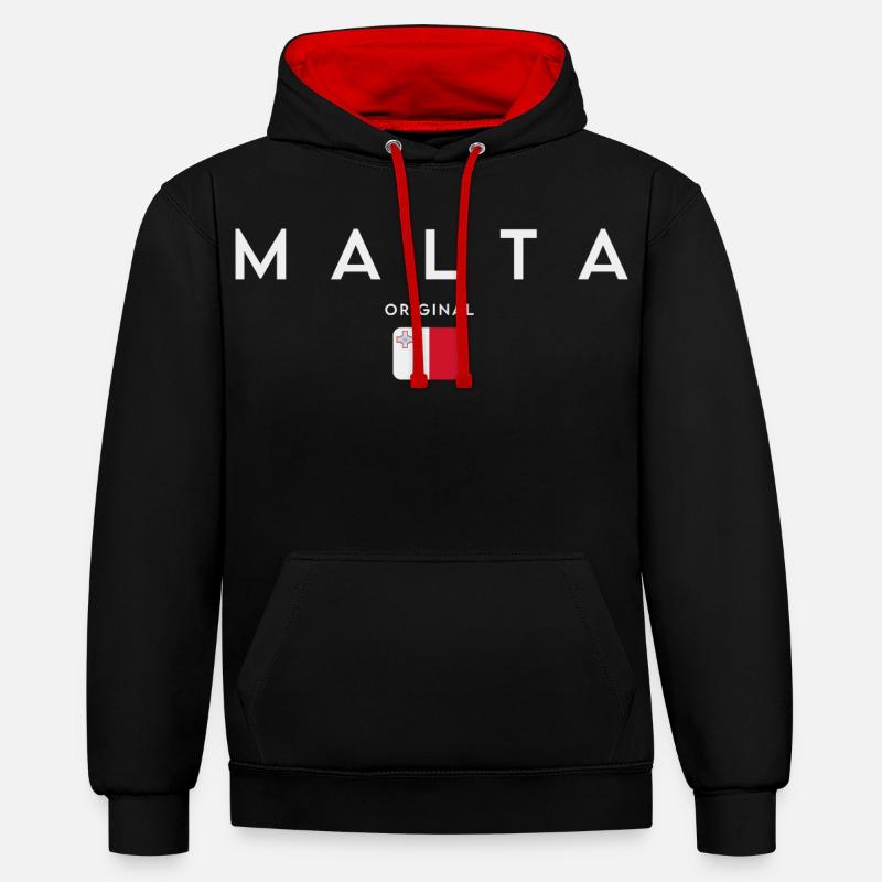 Drapeau de Malte, fierté maltaise - Sweat à capuche contrasté - noir/rouge