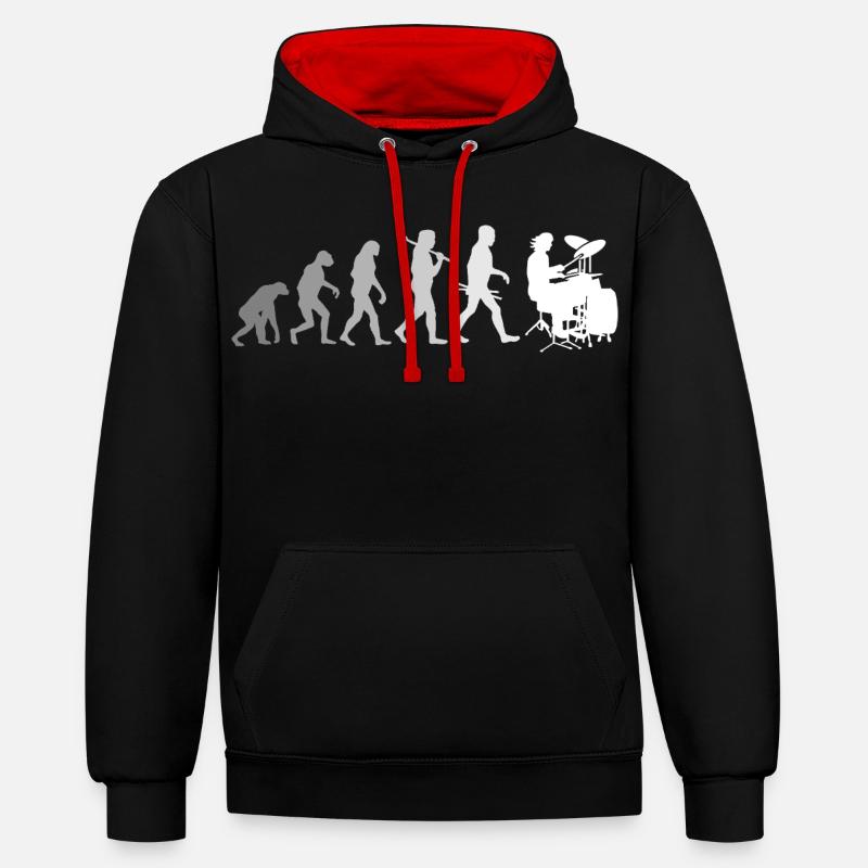 Evolution de la chemise Drums Drummer - Sweat à capuche contrasté - noir/rouge