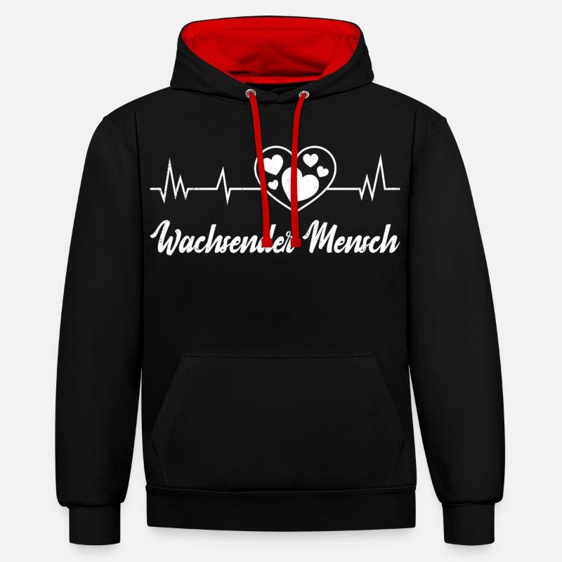 Werdende Mutter WACHSENDER MENSCH Lustig - Kontrast-Hoodie - Schwarz/Rot