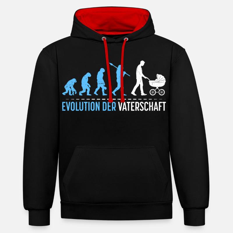 Werdender Vater EVOLUTION DER VATERSCHAFT Lustig - Kontrast-Hoodie - Schwarz/Rot
