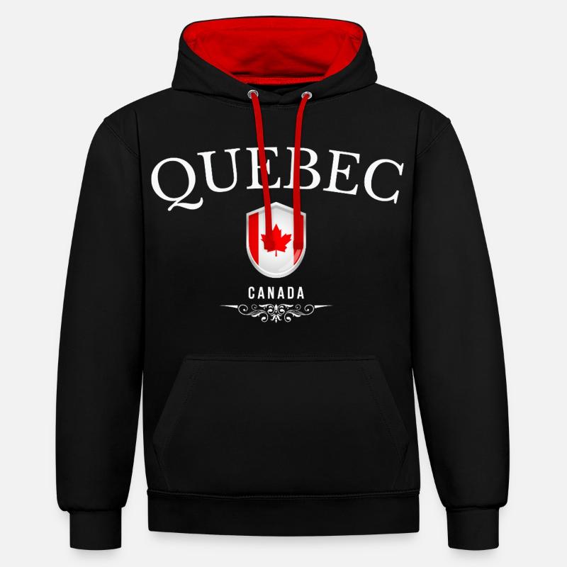Québec Canada, souvenir Québec - Sweat à capuche contrasté - noir/rouge
