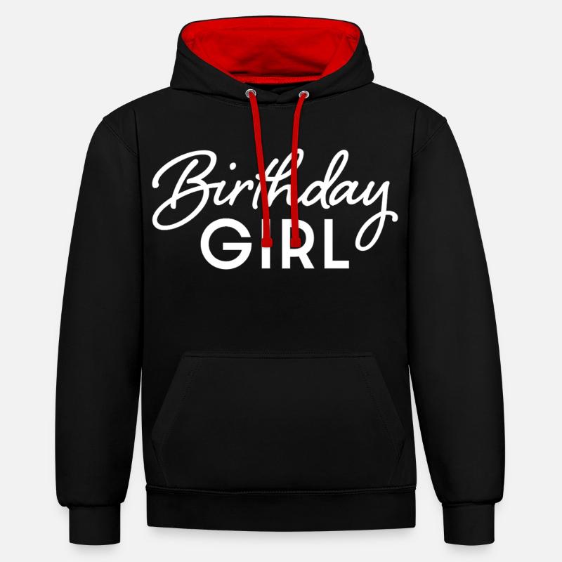 fille d’anniversaire - Sweat à capuche contrasté - noir/rouge