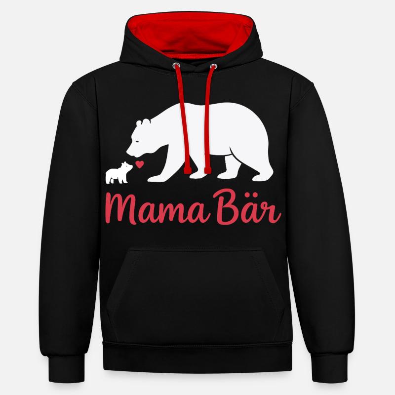 Future Maman MAMA BEAR Rétro Drôle - Sweat à capuche contrasté - noir/rouge