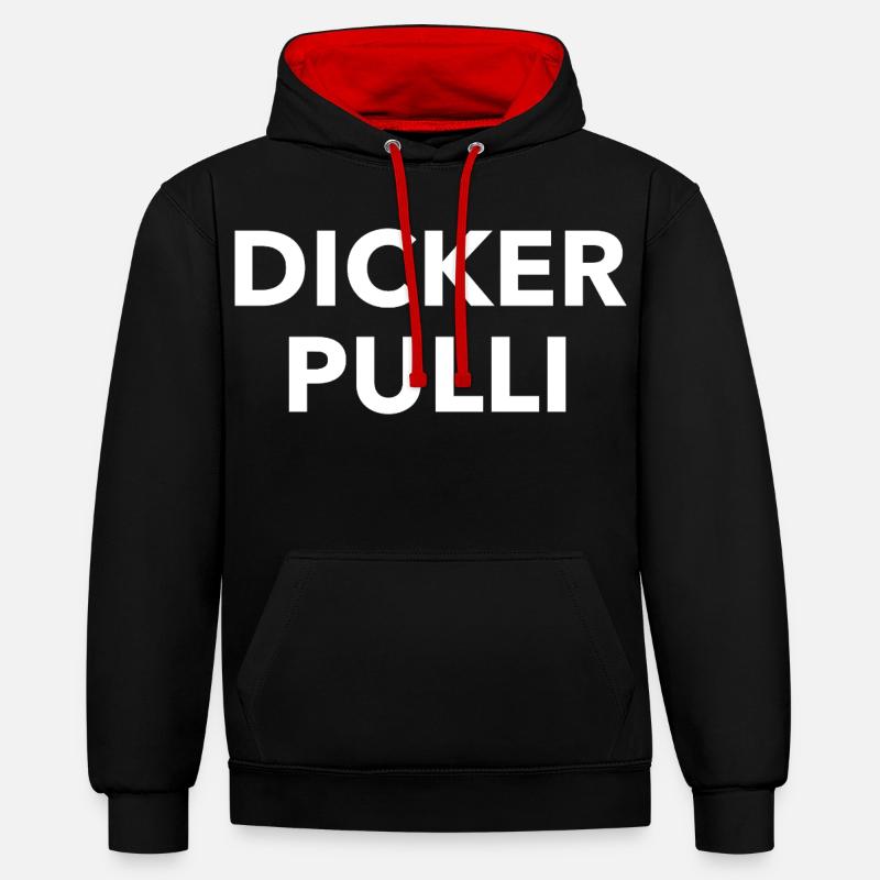 Pull épais Contraste typo - Sweat à capuche contrasté - noir/rouge