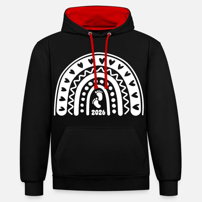 Quand l’amour devient vie - Bébé 2026 - Sweat à capuche contrasté - noir/rouge