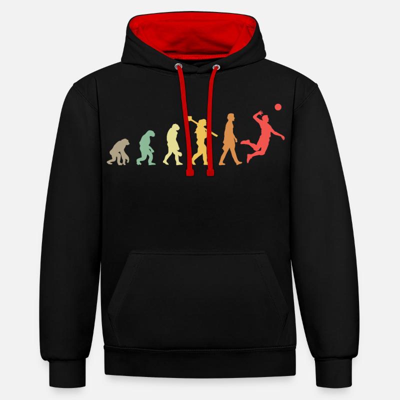 Joueurs de volley-ball Evolution - Sweat à capuche contrasté - noir/rouge